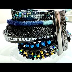 Hipanema Stacked 9 Channel Bracelet with a Variety of Stones Beautiful Colors
